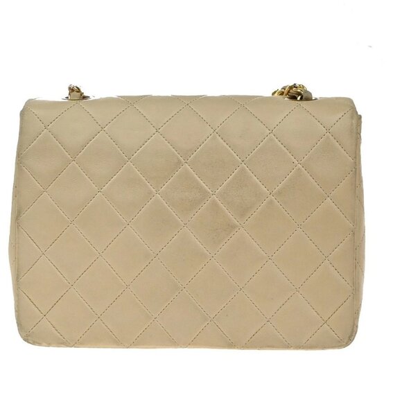 CHANEL CC Mini Matelasse Chain Shoulder Bag Leather Beige GHW Vintage 325RP048 - Picture 4 of 16